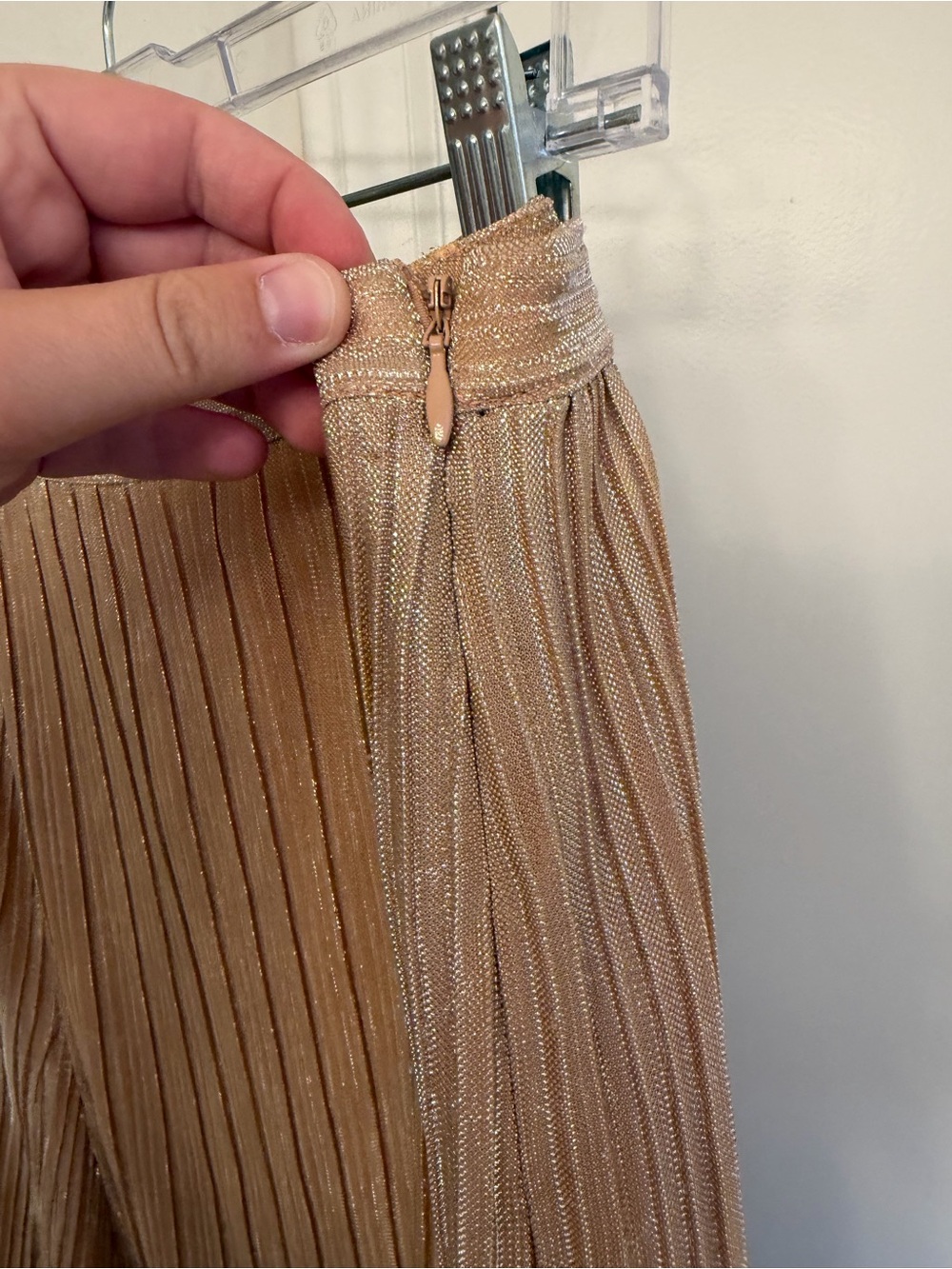 Maeve Ambra Pleated Midi Skirt Pink Rose Gold Metallic Size Large - Picture 7 of 8